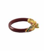 Extra Large Size Brass And Acrylic Bangle Color Maroon