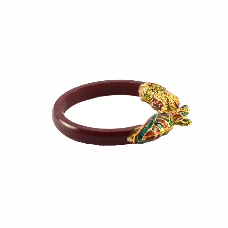 Extra Large Size Brass And Acrylic Bangle Color Maroon