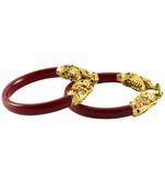 Extra Large Size Brass And Acrylic Bangle Color Maroon