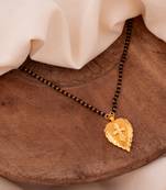 Black beads mangalsutra with Cross in Leaf - SHORT length 18" one gram gold