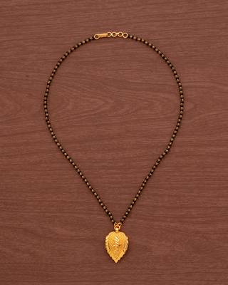 Black beads mangalsutra with Cross in Leaf - SHORT length 18" one gram gold 2