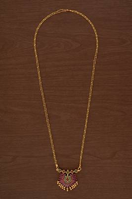  double line necklace 30" with ruby pendant one gram gold 2