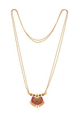  double line necklace 30" with ruby pendant one gram gold 3