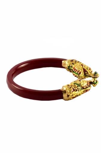 Extra Large Size Brass And Acrylic Bangle Color Maroon