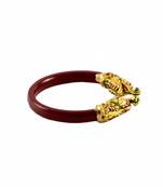 Extra Large Size Brass And Acrylic Bangle Color Maroon