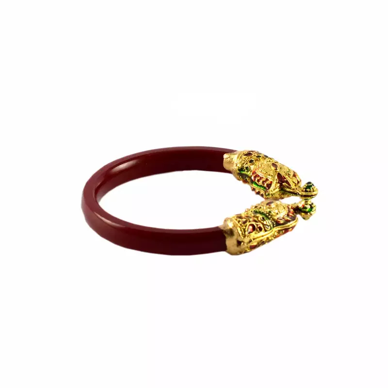 Extra Large Size Brass And Acrylic Bangle Color Maroon