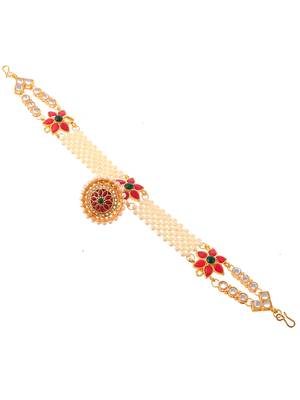 Gold plated pearl ethnic borla sheeshphool 3