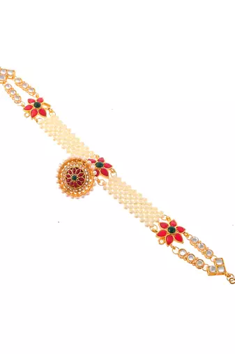Gold plated pearl ethnic borla sheeshphool