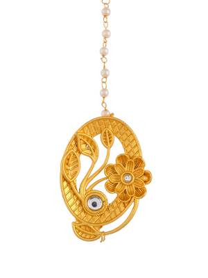 Gold plated traditional floral maang tikka 3