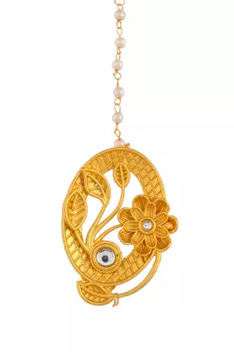 Gold plated traditional floral maang tikka