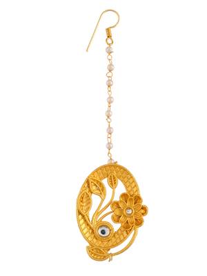 Gold plated traditional floral maang tikka 4