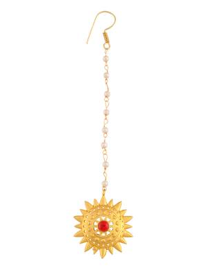 Gold plated traditional floral maang tikka 3