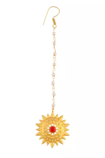 Gold plated traditional floral maang tikka