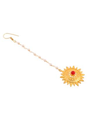 Gold plated traditional floral maang tikka 4