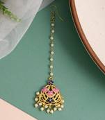 Gold plated kundan ethnic heavy maang tikka