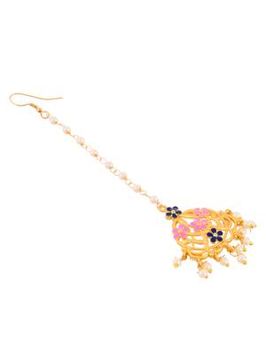 Gold plated kundan ethnic heavy maang tikka 3