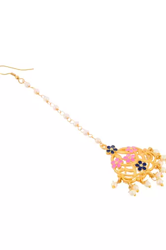 Gold plated kundan ethnic heavy maang tikka