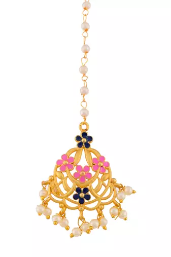 Gold plated kundan ethnic heavy maang tikka