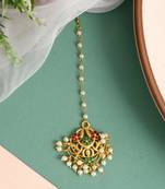 Gold plated kundan ethnic heavy maang tikka
