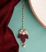 Gold plated red maang tikka