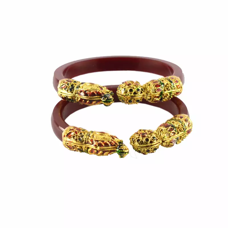 Extra Large Size Brass And Acrylic Bangle Color Maroon