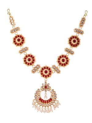 Gold plated kundan maang tikka head chain 3