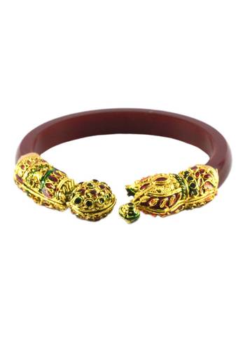 Extra Large Size Brass And Acrylic Bangle Color Maroon