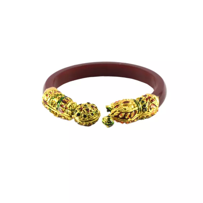 Extra Large Size Brass And Acrylic Bangle Color Maroon