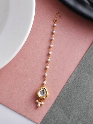 Gold plated kundan maangtika 1