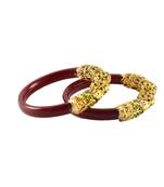 Extra Large Size Brass And Acrylic Bangle Color Maroon