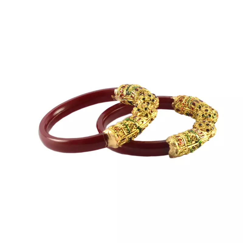 Extra Large Size Brass And Acrylic Bangle Color Maroon