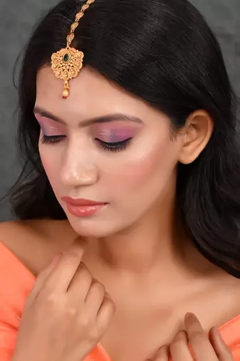 South indian gold plated maang tikka