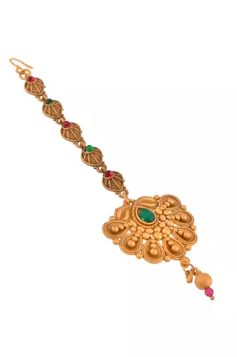 South indian gold plated maang tikka