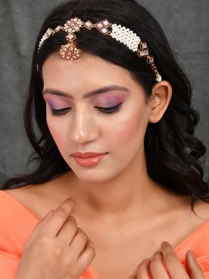 Kundan layered borla sheeshphool matha patti 2