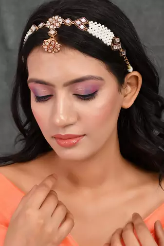 Kundan layered borla sheeshphool matha patti