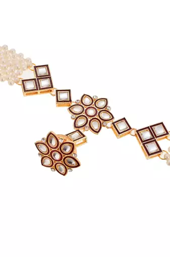 Kundan layered borla sheeshphool matha patti