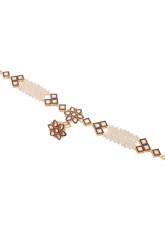 Kundan layered borla sheeshphool matha patti