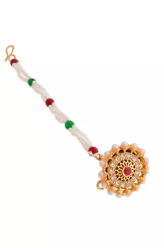 Gold plated pearl ethnic borla