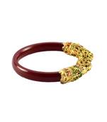 Extra Large Size Brass And Acrylic Bangle Color Maroon