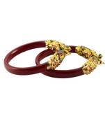 Extra Large Size Brass And Acrylic Bangle Color Maroon