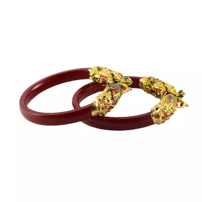 Extra Large Size Brass And Acrylic Bangle Color Maroon