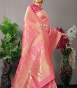 PEACH AMAZING PRETTY BANARASI SILK  SAREE