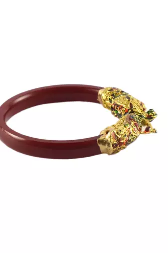 Extra Large Size Brass And Acrylic Bangle Color Maroon