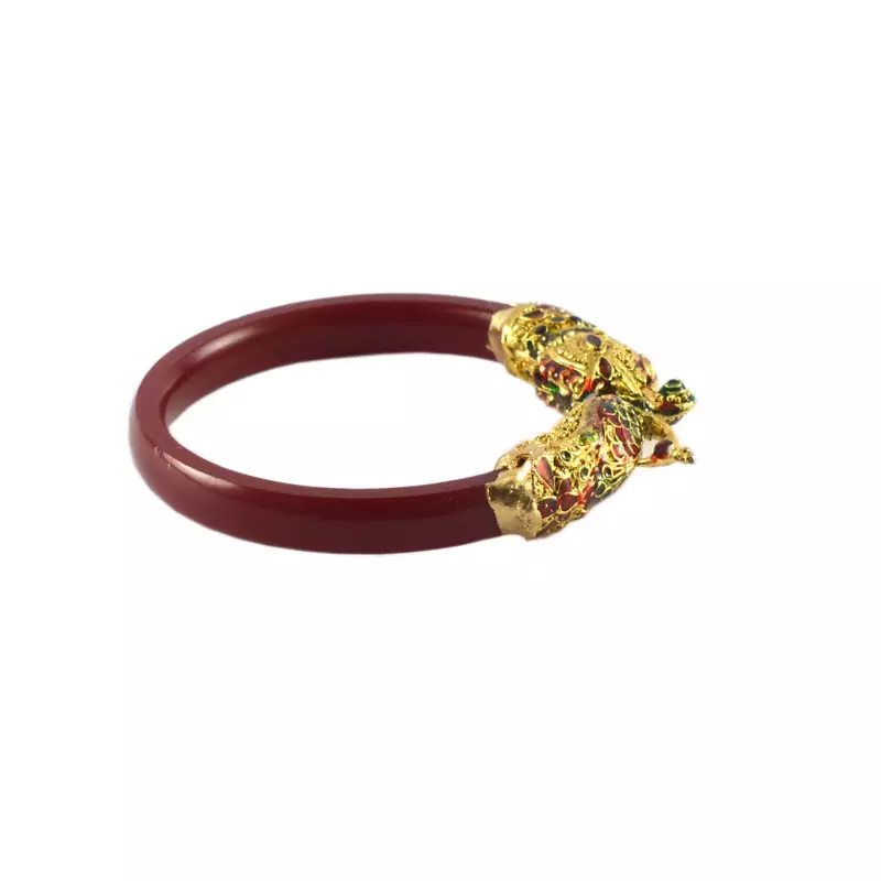 Extra Large Size Brass And Acrylic Bangle Color Maroon
