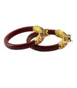 Extra Large Size Brass And Acrylic Bangle Color Maroon