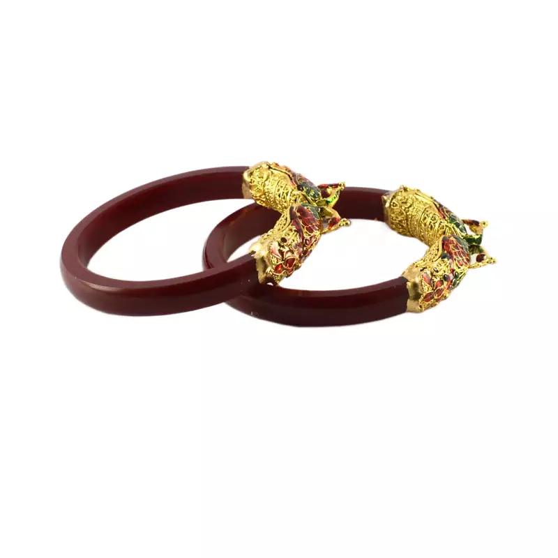 Extra Large Size Brass And Acrylic Bangle Color Maroon