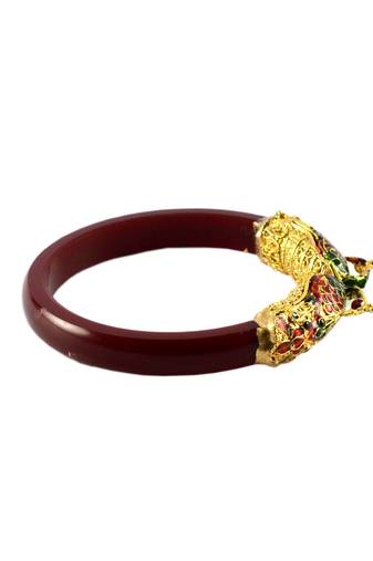 Extra Large Size Brass And Acrylic Bangle Color Maroon