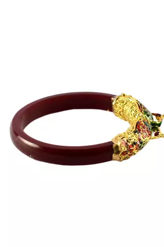 Extra Large Size Brass And Acrylic Bangle Color Maroon