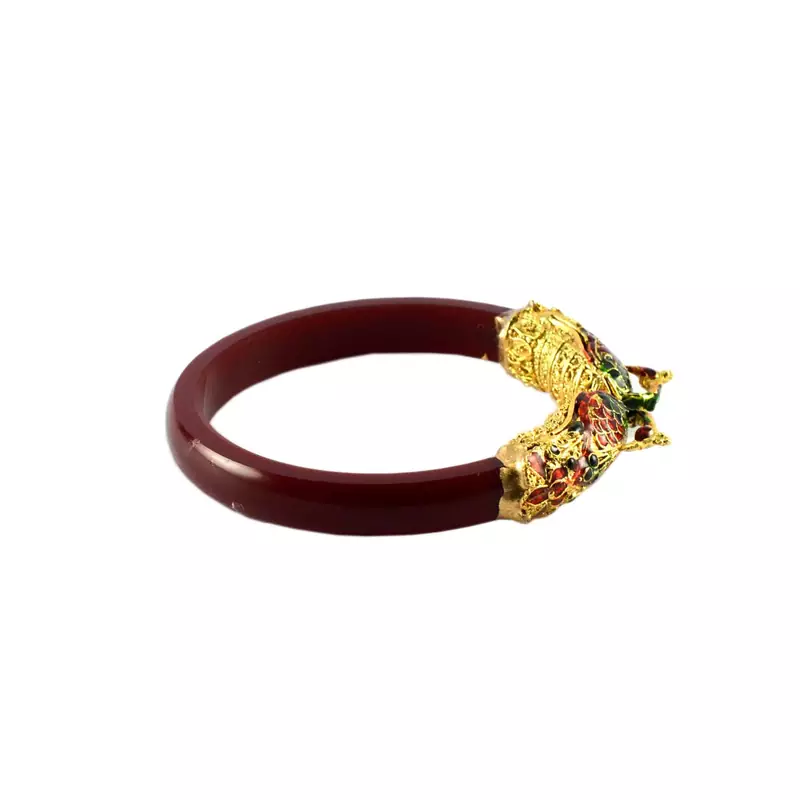 Extra Large Size Brass And Acrylic Bangle Color Maroon