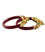 Extra Large Size Brass And Acrylic Bangle Color Maroon